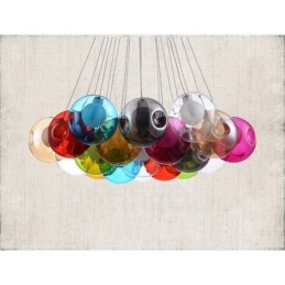 Lámpara colgante creativa de cristal con forma de pecera de peces de colores que restaura el color nórdico y las formas antiguas