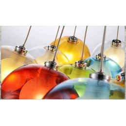Lámpara colgante creativa de cristal con forma de pecera de peces de colores que restaura el color nórdico y las formas antiguas