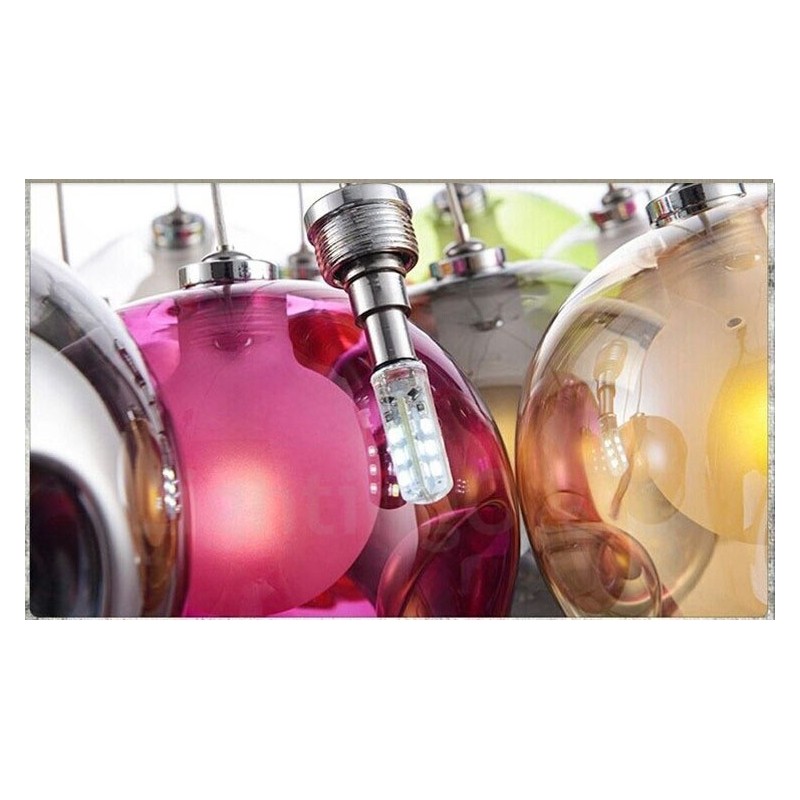 Lámpara colgante creativa de cristal con forma de pecera de peces de colores que restaura el color nórdico y las formas antiguas