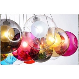 Lámpara colgante creativa de cristal con forma de pecera de peces de colores que restaura el color nórdico y las formas antiguas