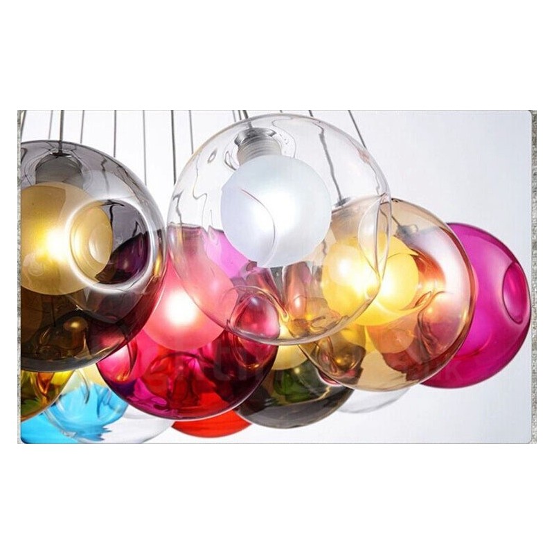 Lámpara colgante creativa de cristal con forma de pecera de peces de colores que restaura el color nórdico y las formas antiguas