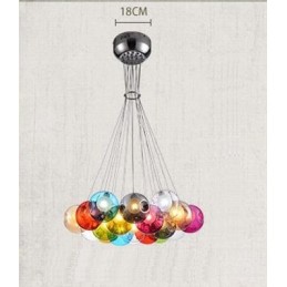 Lámpara colgante creativa de cristal con forma de pecera de peces de colores que restaura el color nórdico y las formas antiguas