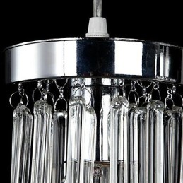Lámpara colgante moderna contemporánea de metal cromado y cristal