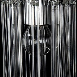 Lámpara colgante moderna contemporánea de metal cromado y cristal
