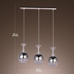 Lámpara colgante creativa de estilo francés de 3 luces en forma de copa