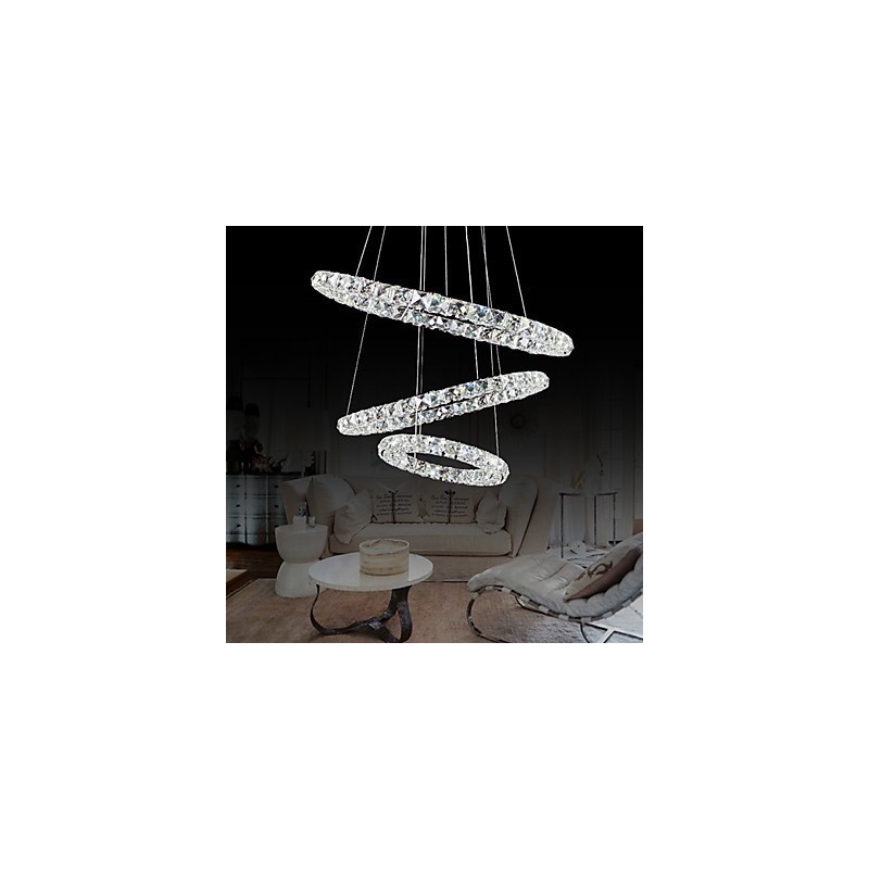 Lámpara colgante moderna contemporánea de metal cromado y cristal de 44 W