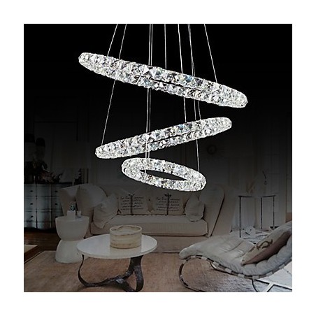 Lámpara colgante moderna contemporánea de metal cromado y cristal de 44 W Lámpara colgante moderna contemporánea de metal cromado y cristal de 44 W