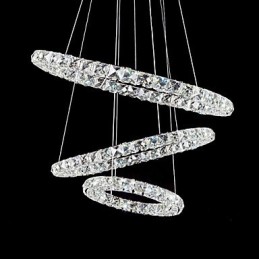 Lámpara colgante moderna contemporánea de metal cromado y cristal de 44 W