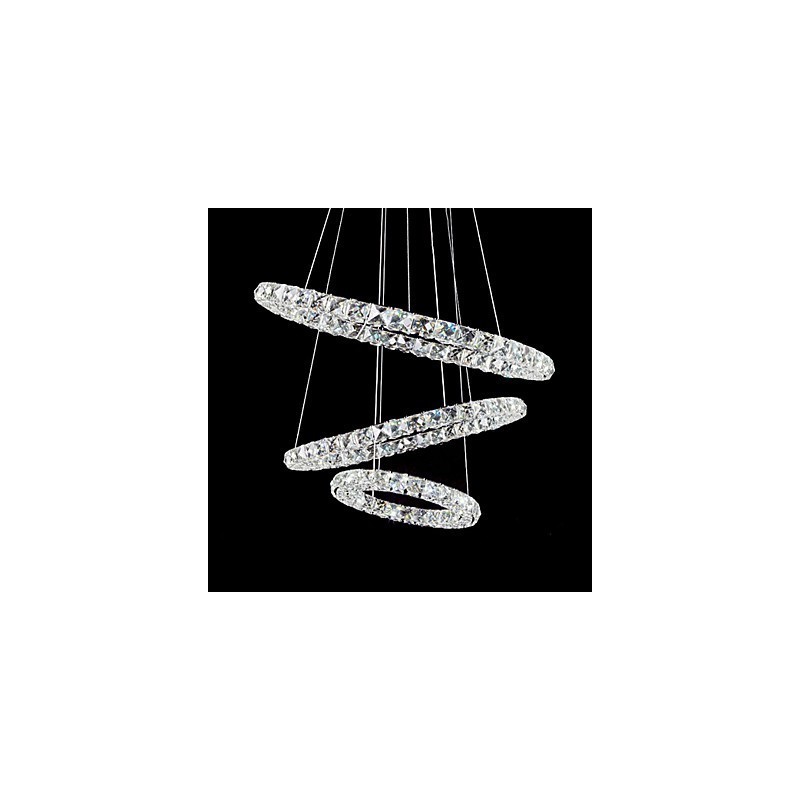 Lámpara colgante moderna contemporánea de metal cromado y cristal de 44 W