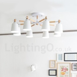 Lámpara de araña de madera contemporánea moderna de 8 luces