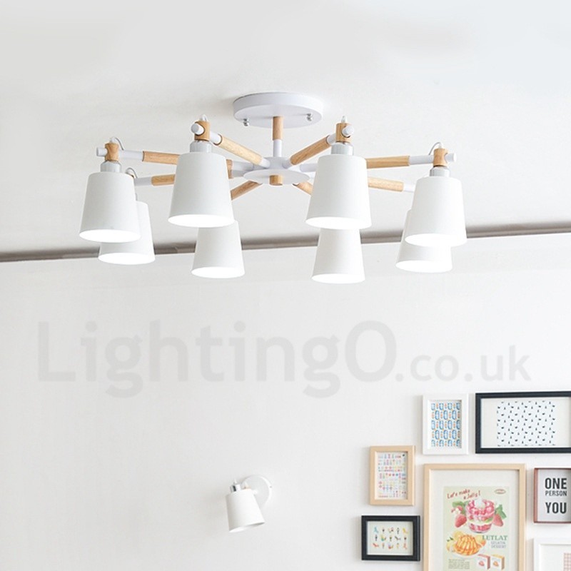 Lámpara de araña de madera contemporánea moderna de 8 luces