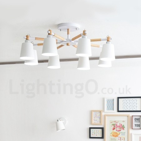 Lámpara de araña de madera contemporánea moderna de 8 luces Lámpara de araña de madera contemporánea moderna de 8 luces