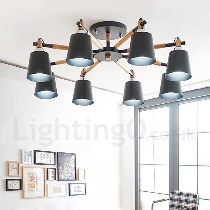 Lámpara de araña de madera contemporánea moderna de 8 luces