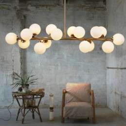 Lámpara de araña moderna contemporánea de 16 luces con pantalla de cristal y lámpara