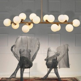 Lámpara de araña moderna contemporánea de 16 luces con pantalla de cristal y lámpara
