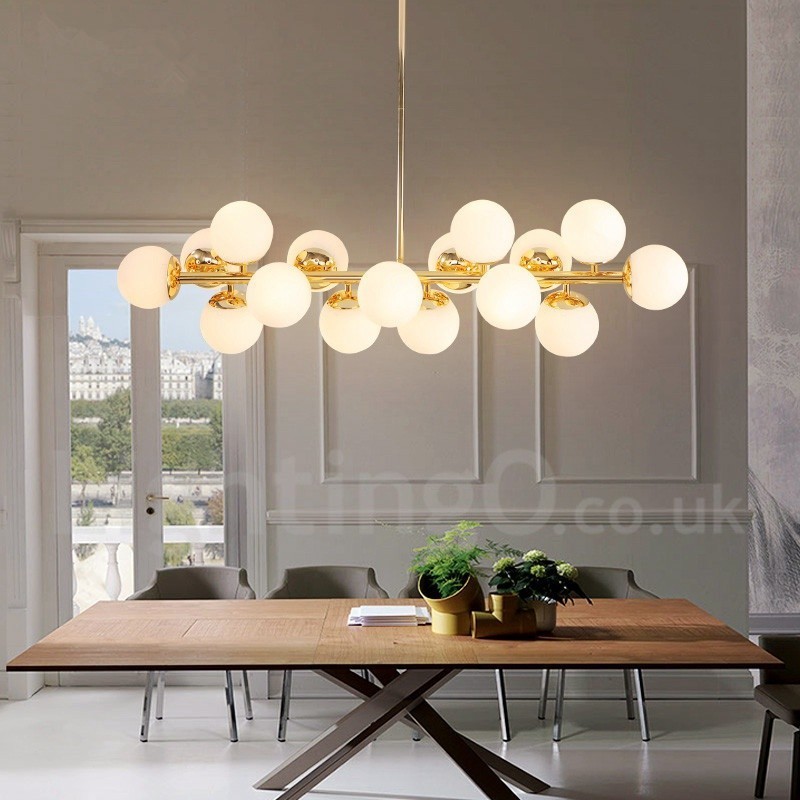 Lámpara de araña moderna contemporánea de 16 luces con pantalla de cristal y lámpara