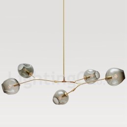 Lámpara de araña moderna contemporánea de 5 luces con pantalla de cristal