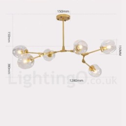 Lámpara de araña moderna contemporánea de 6 luces con pantalla de vidrio transparente y luz