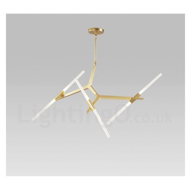 Lámpara de araña moderna contemporánea de 6 luces y 2 niveles (negra y dorada)