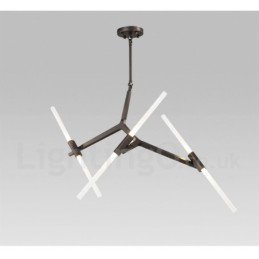Lámpara de araña moderna contemporánea de 6 luces y 2 niveles (negra y dorada)