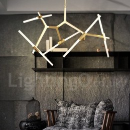 Lámpara de araña moderna contemporánea de 10 luces (negra y dorada)