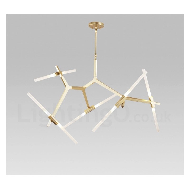 Lámpara de araña moderna contemporánea de 10 luces (negra y dorada)