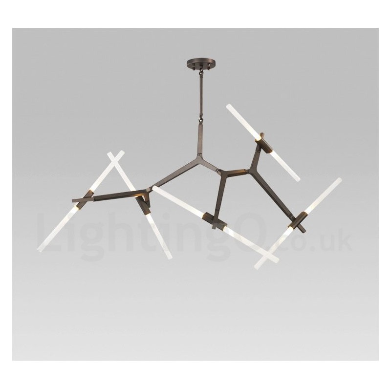 Lámpara de araña moderna contemporánea de 10 luces (negra y dorada)