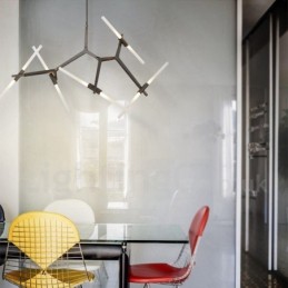 Lámpara de araña moderna contemporánea de 10 luces (negra y dorada)