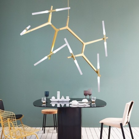 Lámpara de araña moderna contemporánea de 12 luces (negra y dorada) Lámpara de araña moderna contemporánea de 12 luces (negra y dorada)