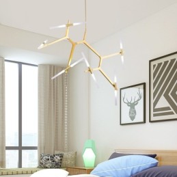 Lámpara de araña moderna contemporánea de 12 luces (negra y dorada)