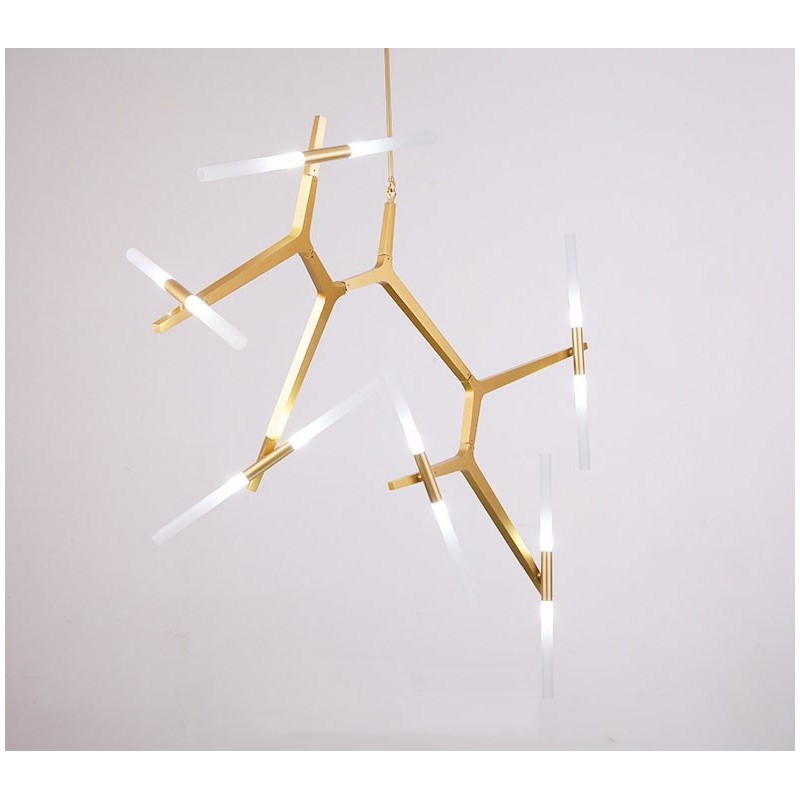 Lámpara de araña moderna contemporánea de 12 luces (negra y dorada)