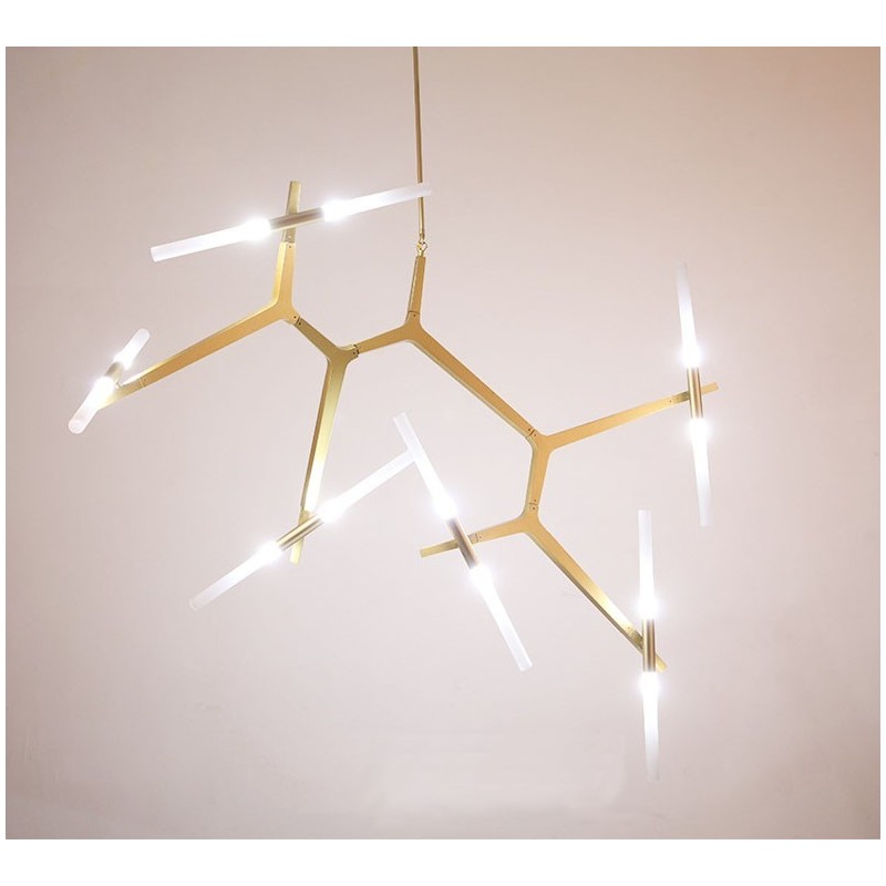 Lámpara de araña moderna contemporánea de 12 luces (negra y dorada)