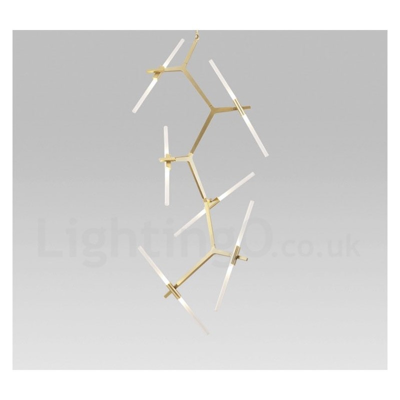 Lámpara de araña moderna contemporánea de 12 luces (negra y dorada)