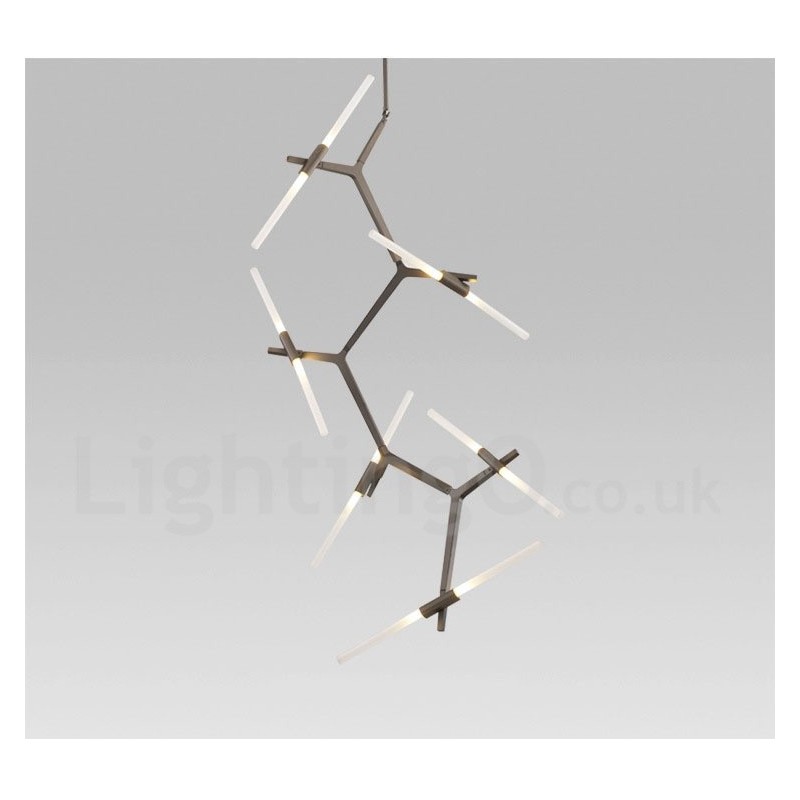 Lámpara de araña moderna contemporánea de 12 luces (negra y dorada)