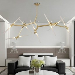 Lámpara de araña moderna contemporánea de 14 luces (negra y dorada)