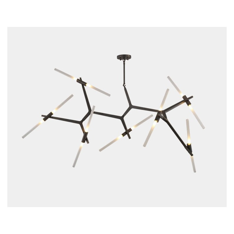 Lámpara de araña moderna contemporánea de 14 luces (negra y dorada)
