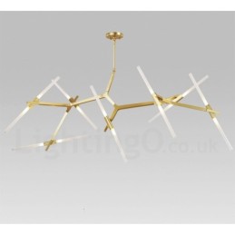 Lámpara de araña moderna contemporánea de 14 luces (negra y dorada)