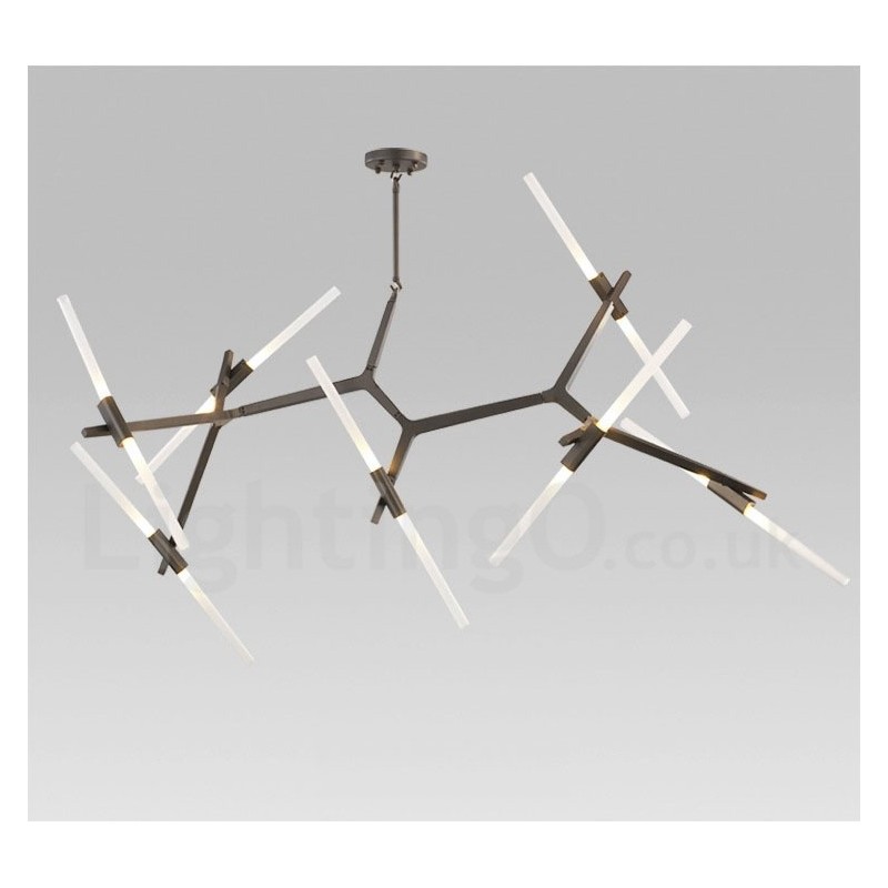 Lámpara de araña moderna contemporánea de 14 luces (negra y dorada)