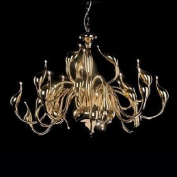 Lámpara de araña moderna de 24 luces G4 con baño de oro