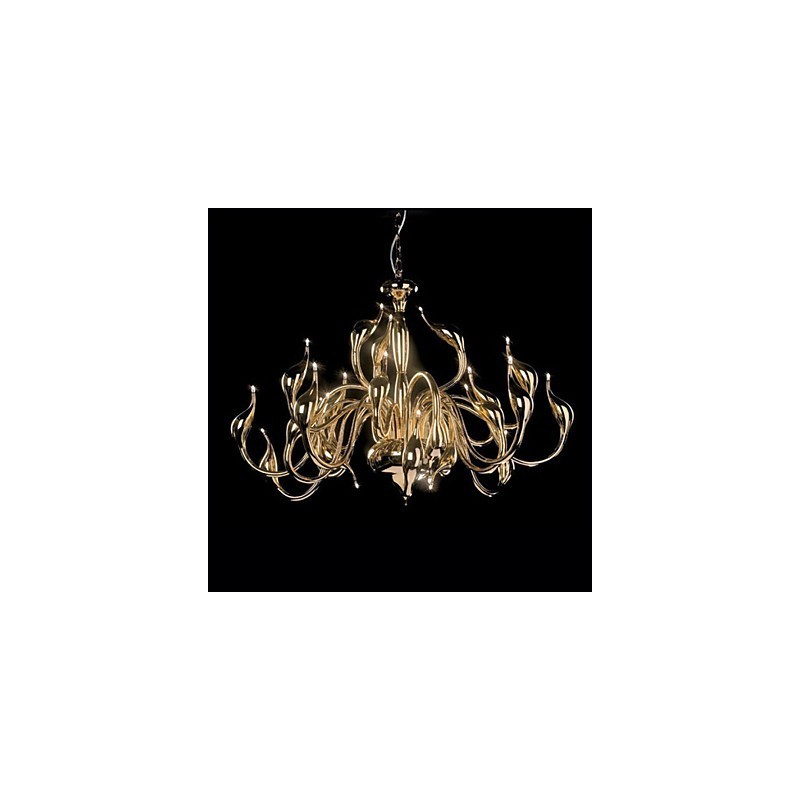 Lámpara de araña moderna de 24 luces G4 con baño de oro
