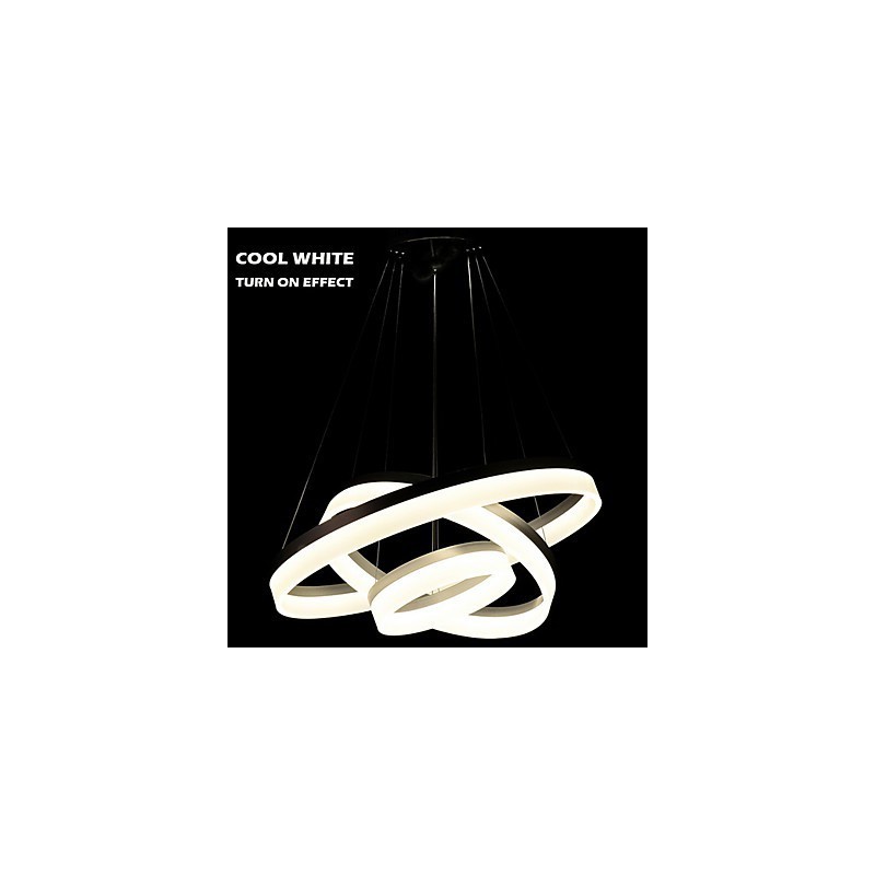 Lámpara colgante redonda moderna de acrílico, iluminación de lujo con tres anillos, accesorios de iluminación de techo.