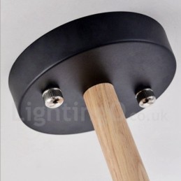 Lámpara de araña moderna y contemporánea de madera de un solo nivel con 6 luces y tela de tambor (blanco y negro)