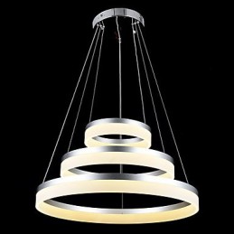 Lámpara colgante redonda moderna de acrílico, iluminación de lujo con tres anillos, accesorios de iluminación de techo.