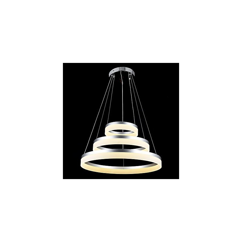 Lámpara colgante redonda moderna de acrílico, iluminación de lujo con tres anillos, accesorios de iluminación de techo.