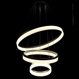 Lámpara colgante redonda moderna de acrílico, iluminación de lujo con tres anillos, accesorios de iluminación de techo.
