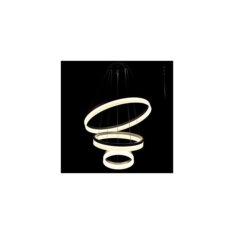 Lámpara colgante redonda moderna de acrílico, iluminación de lujo con tres anillos, accesorios de iluminación de techo.