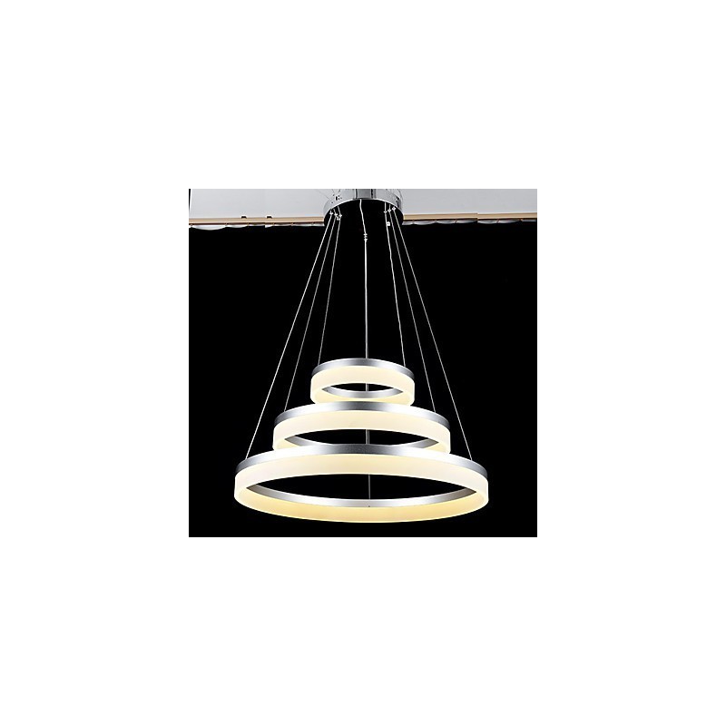Lámpara colgante redonda moderna de acrílico, iluminación de lujo con tres anillos, accesorios de iluminación de techo.