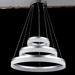 Lámpara colgante redonda moderna de acrílico, iluminación de lujo con tres anillos, accesorios de iluminación de techo.