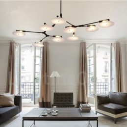 Lámpara de araña moderna contemporánea de 9 luces negra