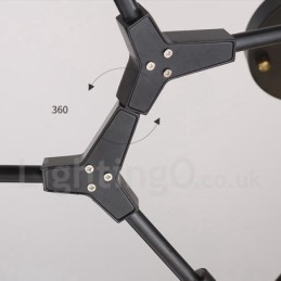 Lámpara de araña moderna contemporánea de 9 luces negra